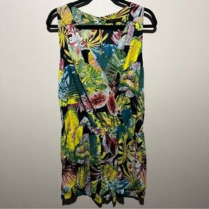 BCBG- Tropical Leaf Print Sleeveless Romper Size L